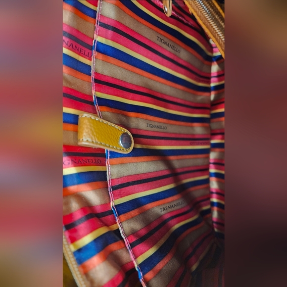 Tignanello Two-Tone Leather Satchet/Shoulder Bag In Blue & Tan - Picture 13 of 14